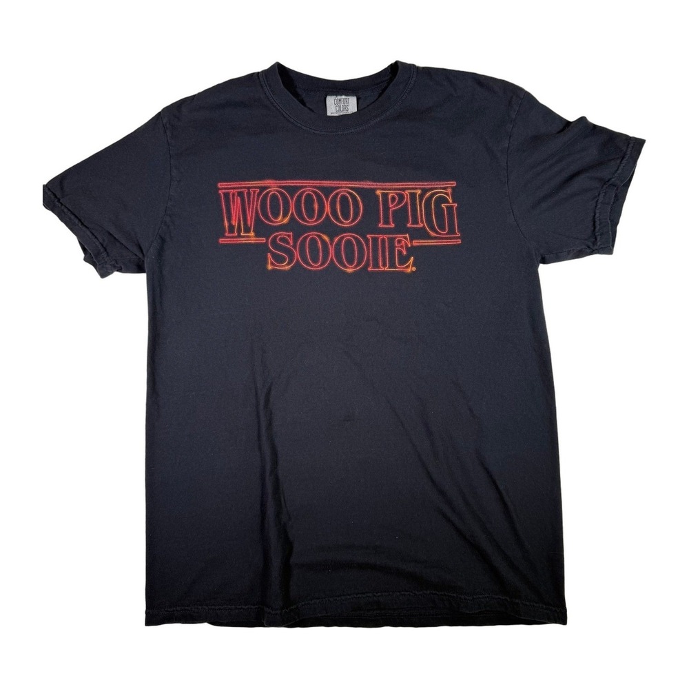 Comfort Colors Woo Pig Sooie Black T-Shirt Medium Arkansas Razorbacks Mens
